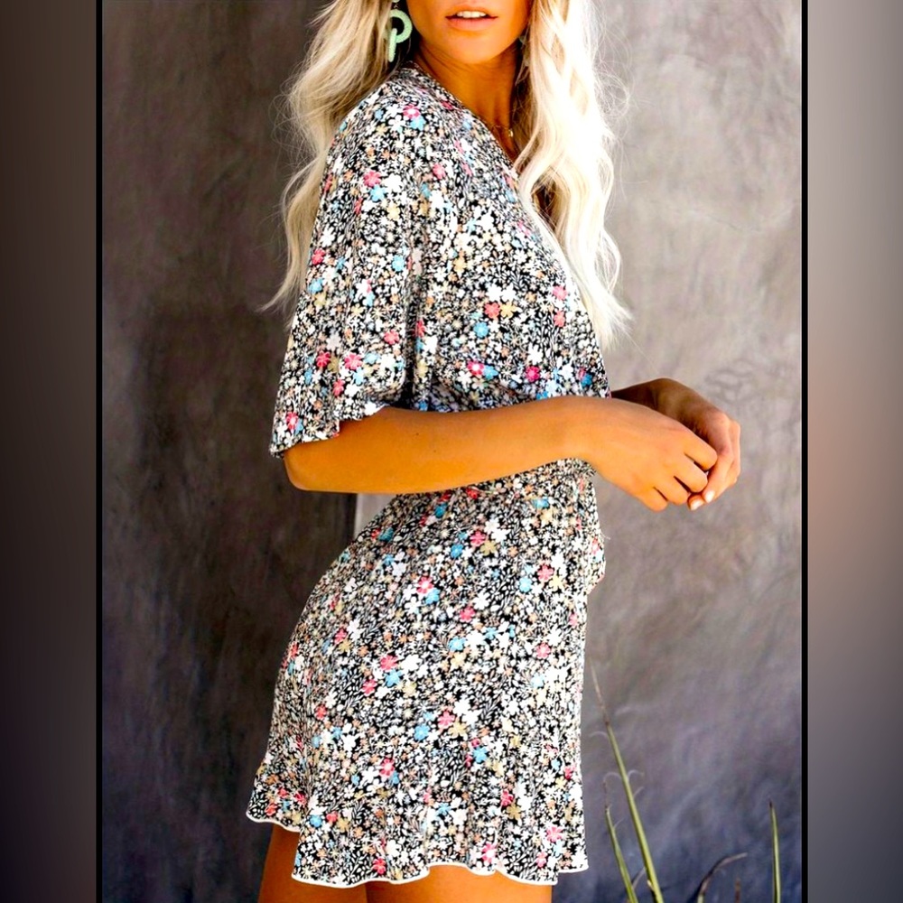 Boho V-Neck Half Sleeve Jumpsuit | Tie Waist Casual Jumpsuit For Women | Size Lg